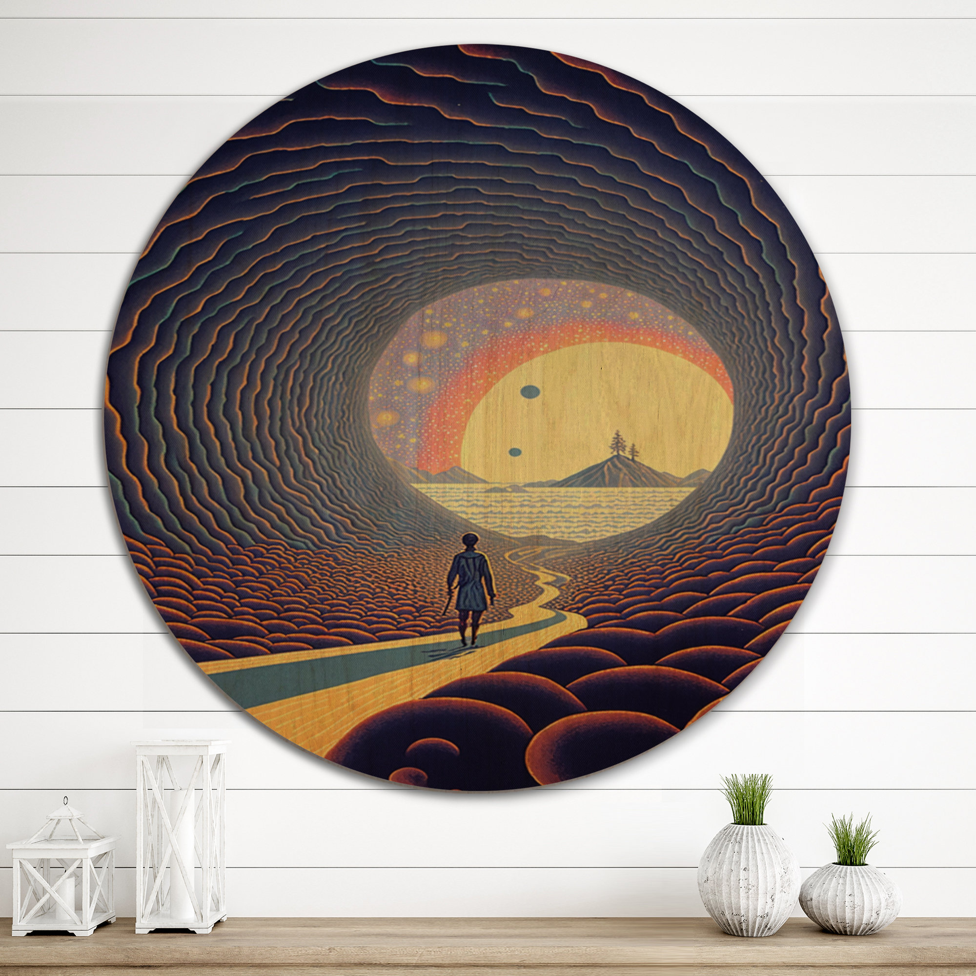 Walking Towards The Ocean Light II Landscape Cottage Lake Mountains Wood Wall Decor Red Barrel Studio Size 16 H x 16 W x 1 D